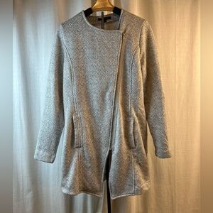 Banana Republic Herringbone Asymmetrical Zip Soft Shell Trench Coat